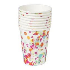 Xenos Papieren bekers - confetti - set van 8- Wegwerpservies|Kinderfeestjes