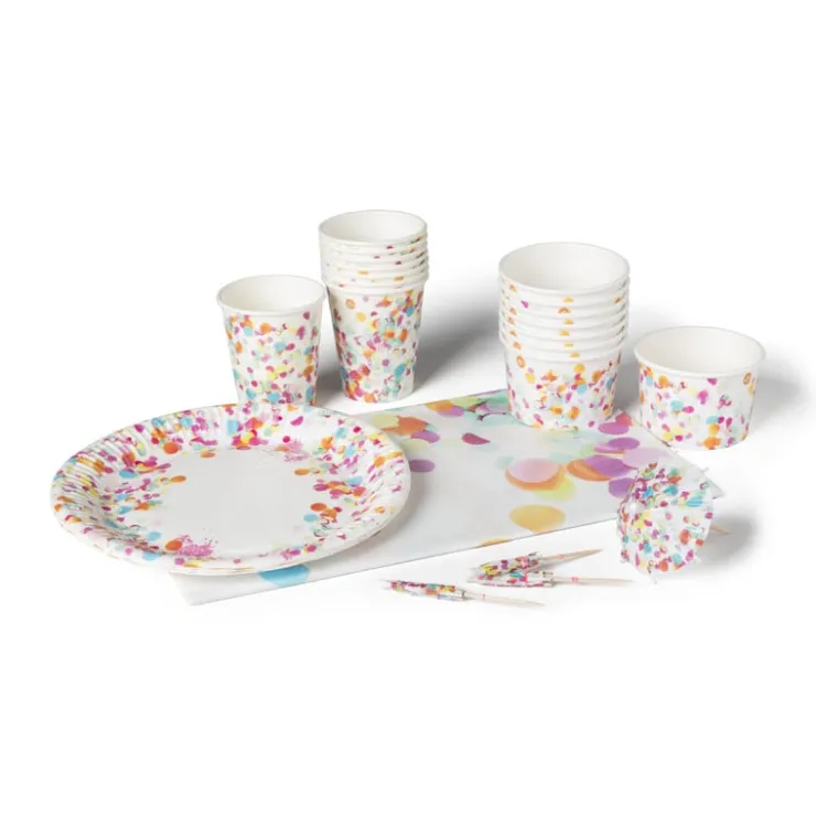Xenos Papieren bekers - confetti - set van 8- Wegwerpservies|Kinderfeestjes