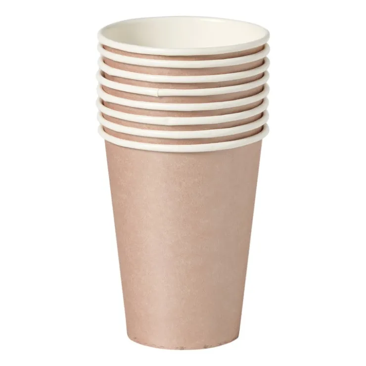 Xenos Papieren bekers - roségoudkleurig - set van 8- Wegwerpservies
