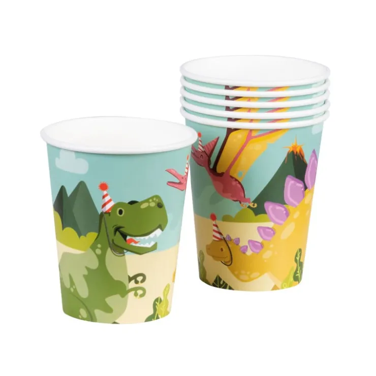 Xenos Papieren bekers dino - set van 10- Wegwerpservies|Kinderfeestjes