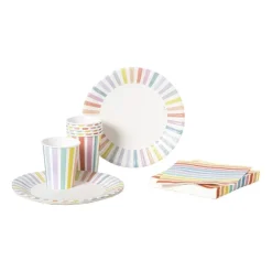 Xenos Papieren bekers gestreept pastel - set van 6- Wegwerpservies