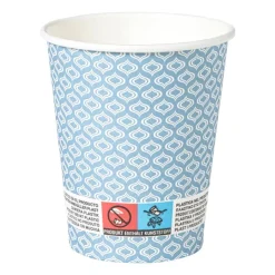 Xenos Papieren bekers met print - blauw/wit - ø9.1 cm- Wegwerpservies
