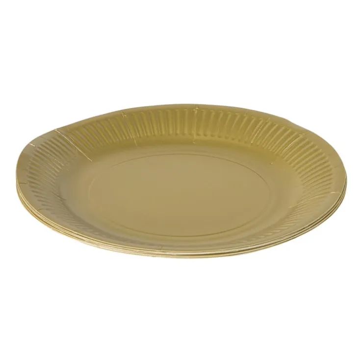 Xenos Papieren bordjes - goudkleurig - set van 8- Wegwerpservies