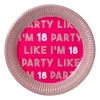 Xenos Papieren bordjes 18 jaar - roze - set van 8- Wegwerpservies|Verjaardagen