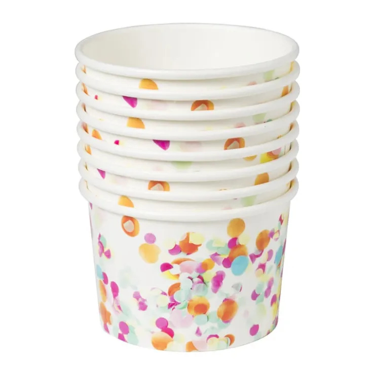 Xenos Papieren snackbakjes - confetti - set van 8- Wegwerpservies|Kinderfeestjes