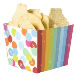 Xenos Papieren snackcups regenboog - set van 5 - ø8,5x9,5 cm- Wegwerpservies