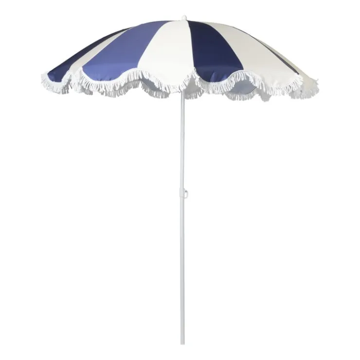 Xenos Parasol gestreept - blauw/wit - ø160x180 cm- Parasols|Strandaccessoires