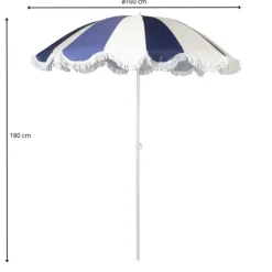 Xenos Parasol gestreept - blauw/wit - ø160x180 cm- Parasols|Strandaccessoires