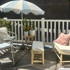 Xenos Parasol gestreept - lichtblauw/wit - ø160x180 cm- Parasols|Strandaccessoires