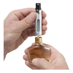 Xenos Parfum dispenser - zilverkleurig - 5 ml- Reisflesjes|Kerstcadeaus