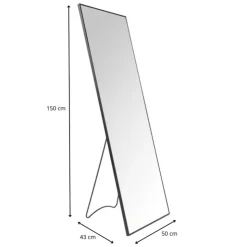 Xenos Passpiegel XL - zwart - 50x150 cm- Passpiegels