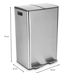 Xenos Pedaalemmer 2 vakken - 60 liter- Pedaalemmers|Prullenbakken