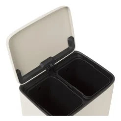Xenos Pedaalemmer 2 vakken - beige - 2x 11.5 liter- Pedaalemmers|Prullenbakken