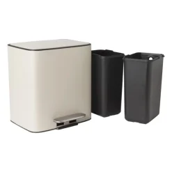 Xenos Pedaalemmer 2 vakken - beige - 2x 11.5 liter- Pedaalemmers|Prullenbakken