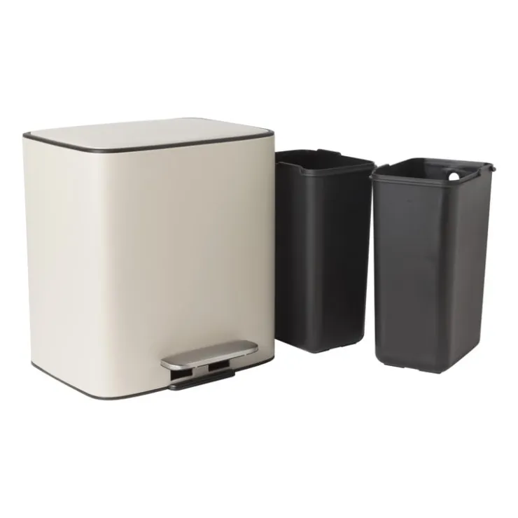 Xenos Pedaalemmer 2 vakken - beige - 2x 11.5 liter- Pedaalemmers|Prullenbakken