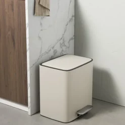 Xenos Pedaalemmer 2 vakken - beige - 2x 11.5 liter- Pedaalemmers|Prullenbakken