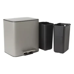 Xenos Pedaalemmer 2 vakken - grijs - 2x 11.5 liter- Pedaalemmers