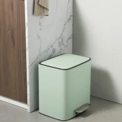 Xenos Pedaalemmer 2 vakken - groen - 2x 11.5 liter- Pedaalemmers|Prullenbakken