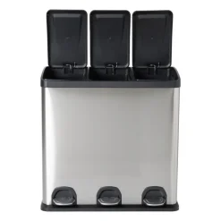 Xenos Pedaalemmer 3 vakken - 3x20 liter- Pedaalemmers|Prullenbakken