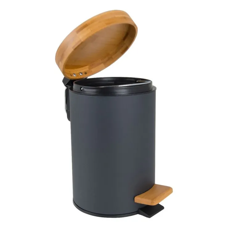 Xenos Pedaalemmer Nature - antraciet - 3 liter- Badkamer Prullenbakken|Prullenbakken