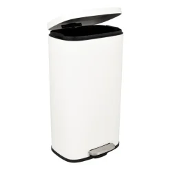 Xenos Pedaalemmer rechthoek - mat wit - 30 liter- Pedaalemmers|Prullenbakken