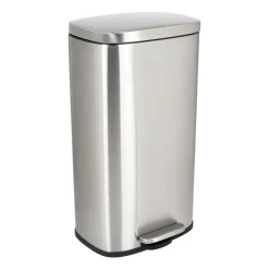 Xenos Pedaalemmer rechthoek - zilver - 30 liter- Pedaalemmers|Prullenbakken