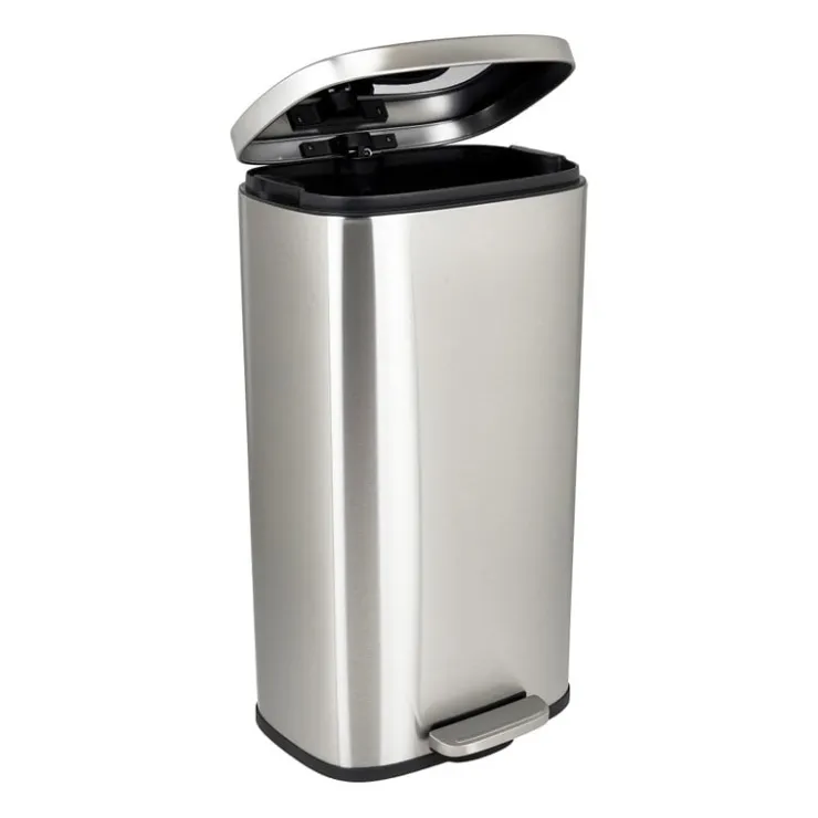 Xenos Pedaalemmer rechthoek - zilver - 30 liter- Pedaalemmers|Prullenbakken