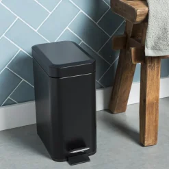 Xenos Pedaalemmer rechthoek - zwart - 5 liter- Badkamer Prullenbakken|Pedaalemmers