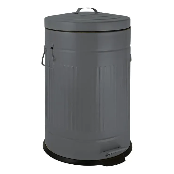 Xenos Pedaalemmer retro look - grijs - 12 liter- Badkamer Prullenbakken|Pedaalemmers