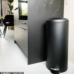 Xenos Pedaalemmer XL - 30 liter - zwart- Pedaalemmers|Prullenbakken