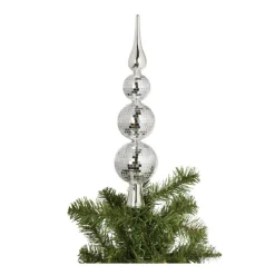 Xenos Piek discoballen zilver - glas - ø6.7x31 cm- Kerstpieken