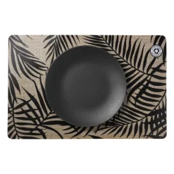 Xenos Placemat bladeren - beige/zwart - 43.5x28.5 cm - diverse varianten- Placemats