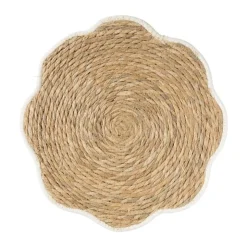 Xenos Placemat bloem wit - zeegras - ø38 cm- Placemats