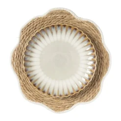Xenos Placemat bloem wit - zeegras - ø38 cm- Placemats