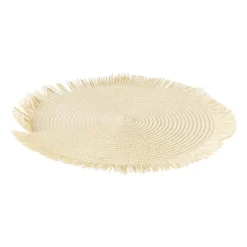 Xenos Placemat franjes - zand - ⌀38 cm- Placemats