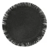 Xenos Placemat franjes - zwart - ⌀38 cm- Placemats