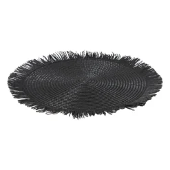 Xenos Placemat franjes - zwart - ⌀38 cm- Placemats