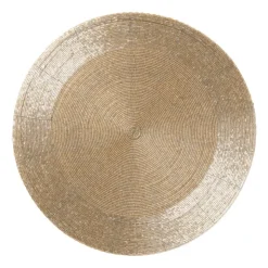 Xenos Placemat kraaltjes - champagne - ø33 cm- Placemats