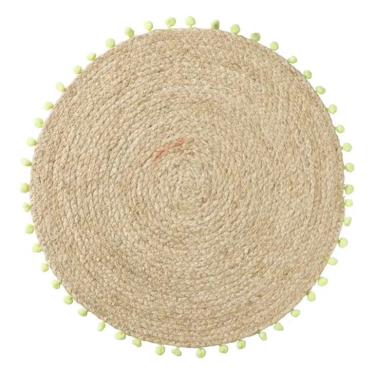 Xenos Placemat pompom - groen - ø38 cm- Placemats