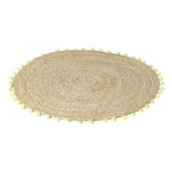 Xenos Placemat pompom - groen - ø38 cm- Placemats