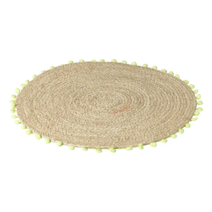Xenos Placemat pompom - groen - ø38 cm- Placemats