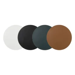 Xenos Placemat PU leer - zwart - ø38 cm- Placemats