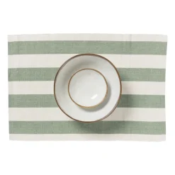 Xenos Placemat streep - groen - set van 2- Placemats