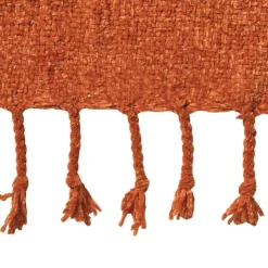 Xenos Plaid chenille met kwastjes Marianne - oranje - 170x130 cm- Plaids