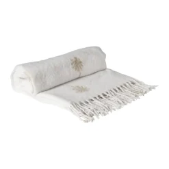 Xenos Plaid palmboom - beige/goud - 170x130 cm- Plaids
