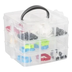 Xenos Plastic bewaardoos met vakken - 15x15x13 cm- Doosjes