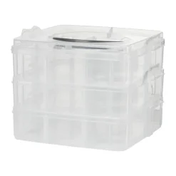 Xenos Plastic bewaardoos met vakken - 15x15x13 cm- Doosjes