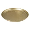 Xenos Plateau goud - metaal - ø35x3 cm- Kaarsenplateaus