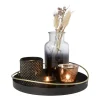 Xenos Plateau met theelichten - zwart - 25.5x25x9 cm- Waxinelichthouders