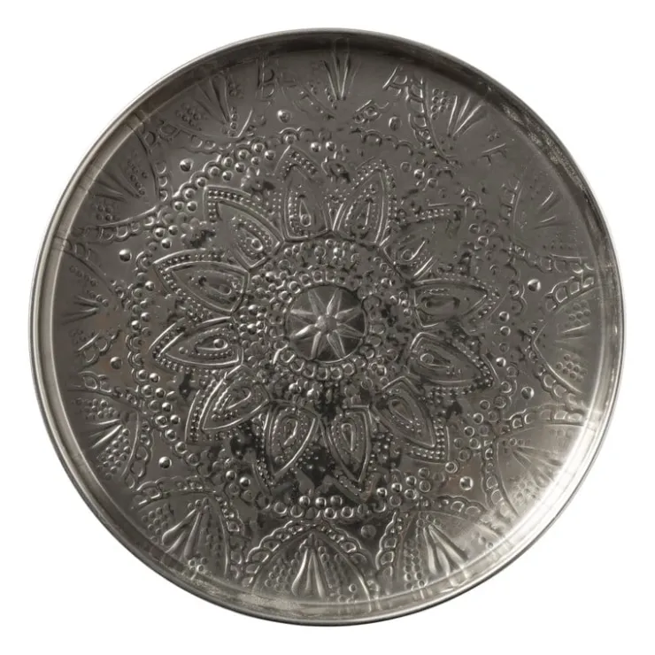 Xenos Plateau reliëf Colinda - zilver - ø30 cm- Kaarsenplateaus